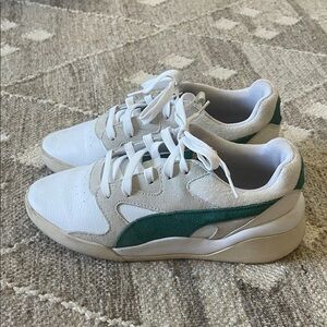 Puma White and Teal Sneakers